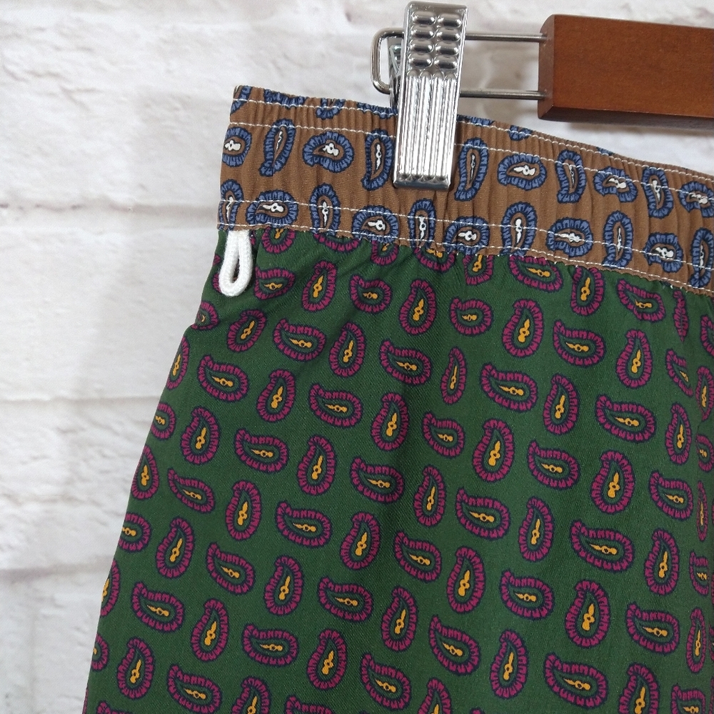 E J.Crew Multi Color Paisley Print 6" Stretch Swim Trunk Shorts NWT Size M - Picture 9 of 11